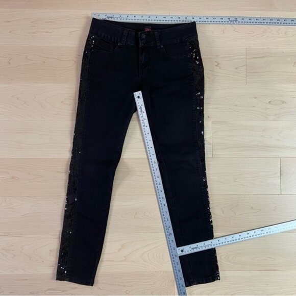 2B bebe black jeans lightweight skinny sequins embellishments skinny mid rise 27 - Picture 9 of 12